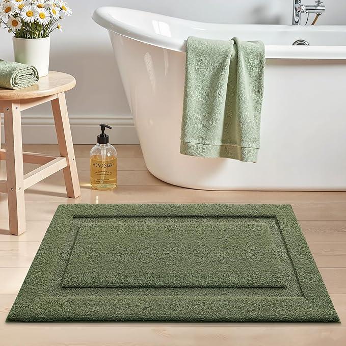 LUMI Ultra Soft Bathroom Rugs Non Slip with Rubber Backing, Absorbent Washable Bath Mat Quick Dry, Upgraded Premium Microfiber Plush Carpet for Bathtub and Shower Floor, Green, 17x30 - ModernBath