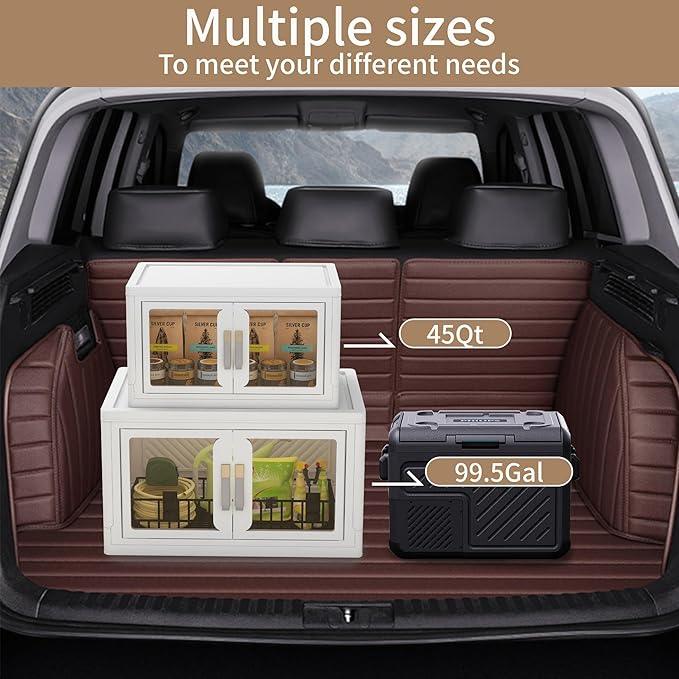 Large Clear Stackable Storage Bins with Lids, 180QT-45QT*4Tier Foldable Cabinet for Closet Organizers, Plastic Storage Box with Wheels White - ModernBath