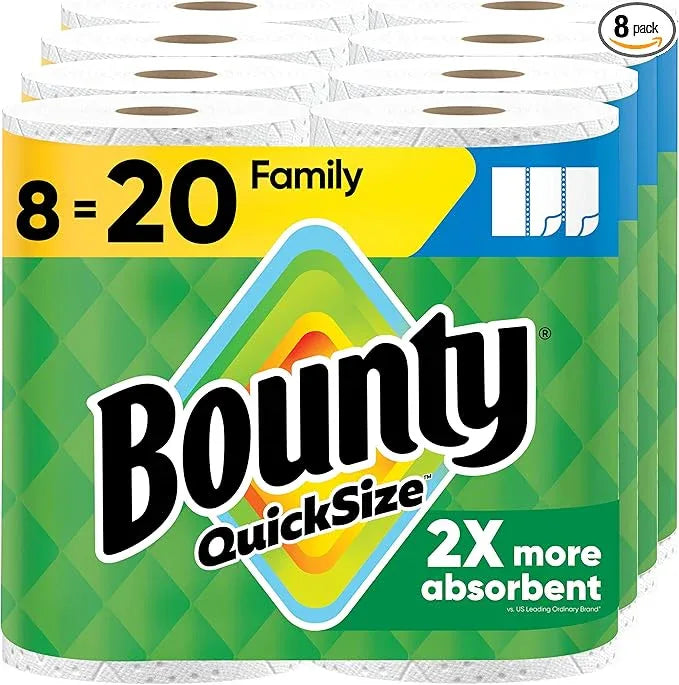 Bounty Quick Size Paper Towels, White, 8 Family Rolls - ModernBath