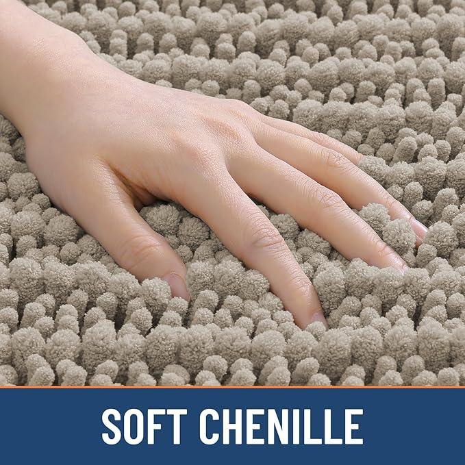 Smiry Bathroom Rugs Mat 24x16, Extra Soft Absorbent Chenille Bath Rugs, Non Slip Rubber Backing Machine Washable Quick Dry Bath Mats for Bathroom Floor, Tub, Shower, Home Decor Accessories, Latte - ModernBath