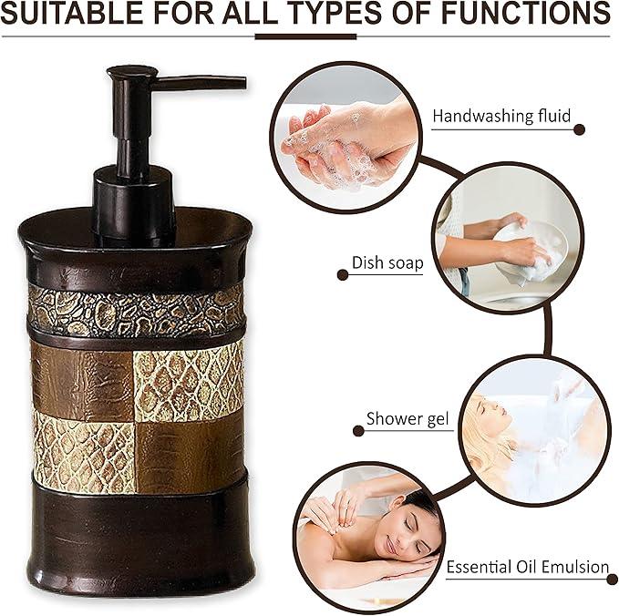 Zahari Home 4pc Zambia Stylish Bathroom Accessories Set Soap Pump, Tumbler, Tooth Brush Holder and Soap Dish Modern Classic Luxury Contemporary Decor Unique Design Animal Western Bath Set - ModernBath