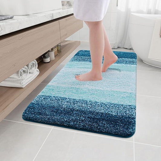 Arotive Microfiber Bathroom Rugs, Shaggy Soft and Absorbent Bath Rug, Non-Slip, Thick Plush Machine Washable Dry Bath Mats for Bathroom, Tub and Shower, 44x32, Peacock Blue, Rectangular - ModernBath