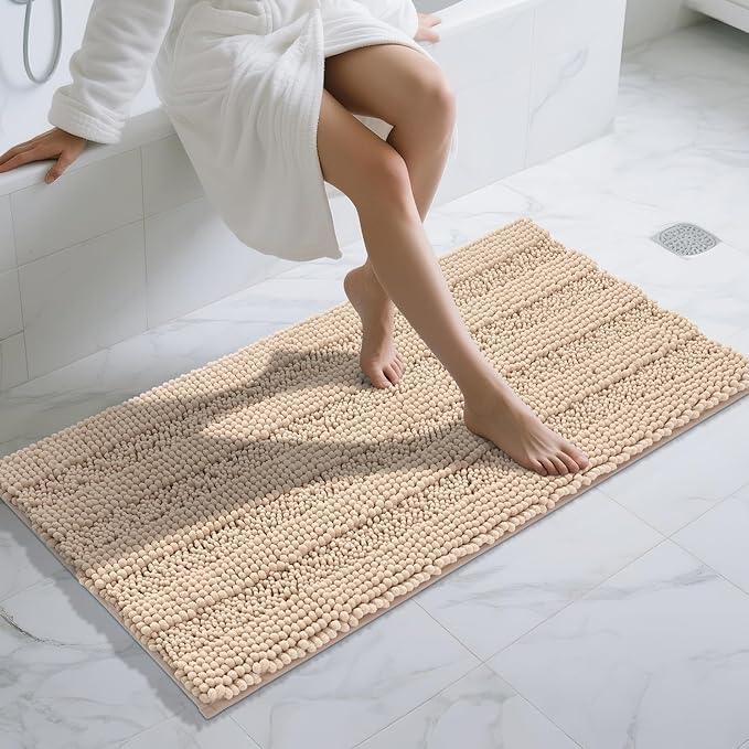 Yimobra Bathroom Runner Rugs 55"x24", Non Slip and Absorbent Bath Mat, Super Soft Water Absorbent Hallway Carpet, Machine Washable Rug for Vanity Tub Shower, Beige - ModernBath