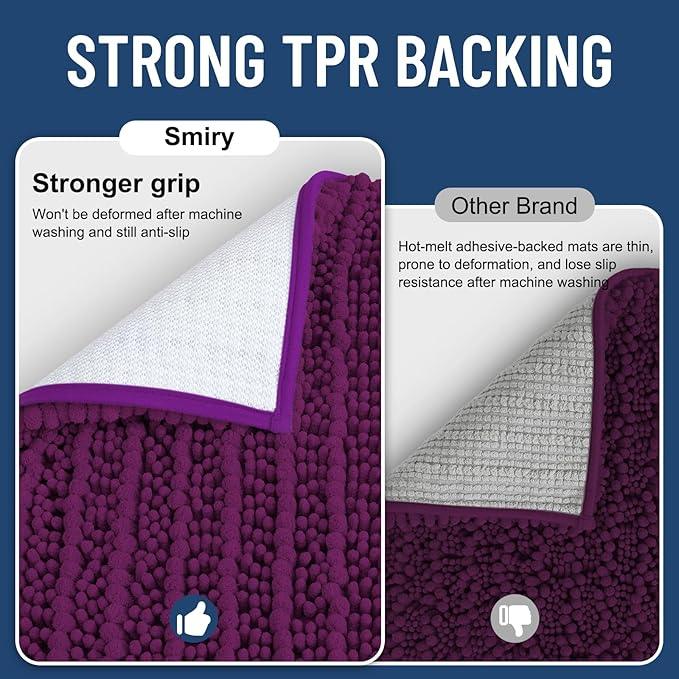 Smiry Bathroom Rugs Mat 24x16, Extra Soft Absorbent Chenille Bath Rugs, Non Slip Rubber Backing Machine Washable Quick Dry Bath Mats for Bathroom Floor, Tub, Shower, Home Decor Accessories, Violet - ModernBath