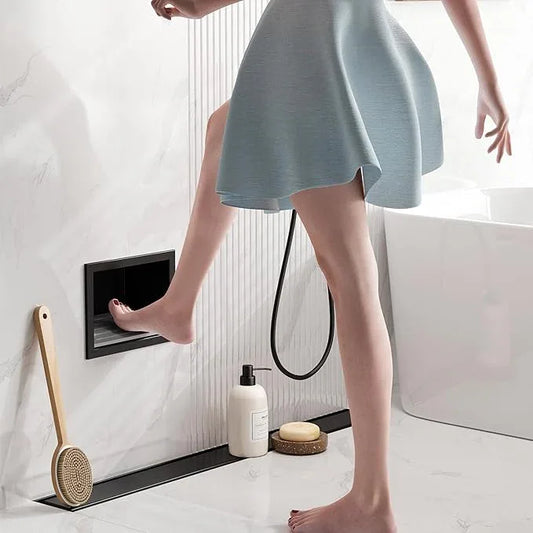 Qeke Shower Foot Rest for Shaving Legs, 304 Stainless Steel Footrest Niche with Shaving Holder, Recessed Shower Niche for Shaving Legs, Matte Black - ModernBath