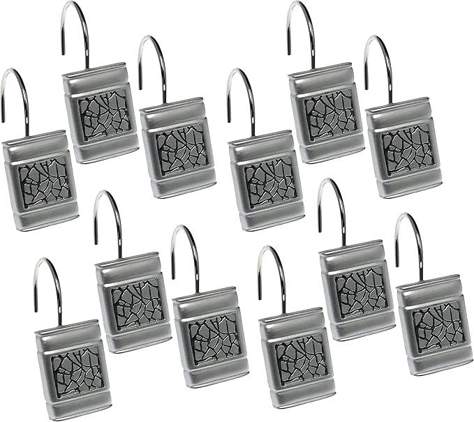 Zahari Home Sinatra 13pc Bathroom Shower Curtain Set - Classic Luxury Fabric Curtains with Unique Design & 12 Hooks - ModernBath