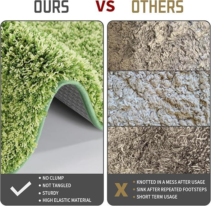 Yimobra Bathroom Rugs Non Slip Washable, Ultra Soft and Water Absorbent Bath Mats, Plush Fluffy Shower Mat Outside, Microfiber Thick Matts for Bathroom Floor/Sink, 24x17, Light Green and Dark Green - ModernBath