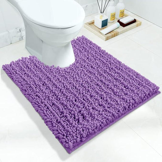Yimobra Toilet Rug U Shaped Washable 24x20 Inch - Ultra Soft Absorbent Chenille Bath Rugs for Toilet, Quick Dry & Machine Washable, Non Slip Contour Bathroom Mat, Lavender - ModernBath