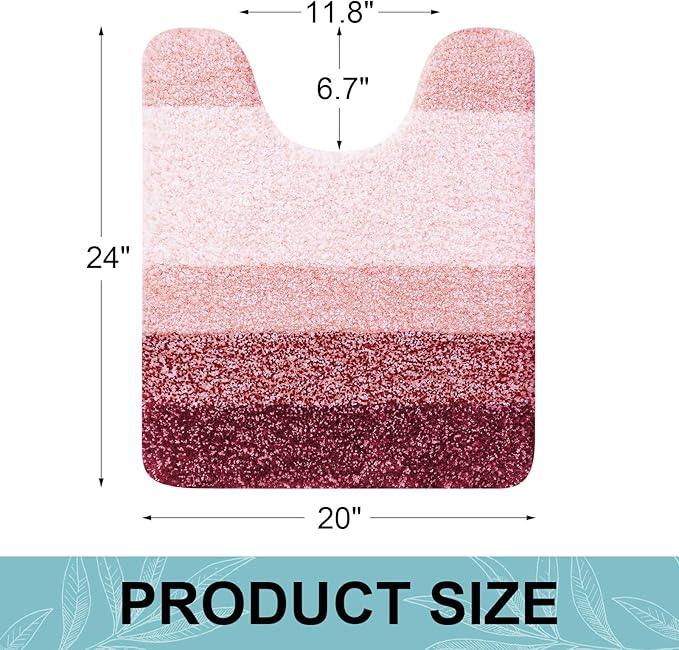 Arotive Microfiber Bathroom Rugs, Shaggy Soft and Absorbent Contour Toilet Rugs, Non-Slip, Thick Plush Machine Washable Dry Bath Mats for Toilet Base, 24x20, Burgundy, U-Shape - ModernBath