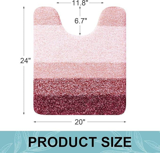 Arotive Microfiber Bathroom Rugs, Shaggy Soft and Absorbent Contour Toilet Rugs, Non-Slip, Thick Plush Machine Washable Dry Bath Mats for Toilet Base, 24x20, Burgundy, U-Shape - ModernBath