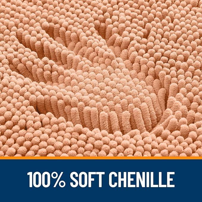 OLANLY Bathroom Rugs 36x24, Extra Soft Absorbent Chenille Bath Rugs, Rubber Backing Quick Dry, Machine Washable Bath Mats for Bathroom Floor, Tub and Shower, Home Decor Accessories, Peach - ModernBath