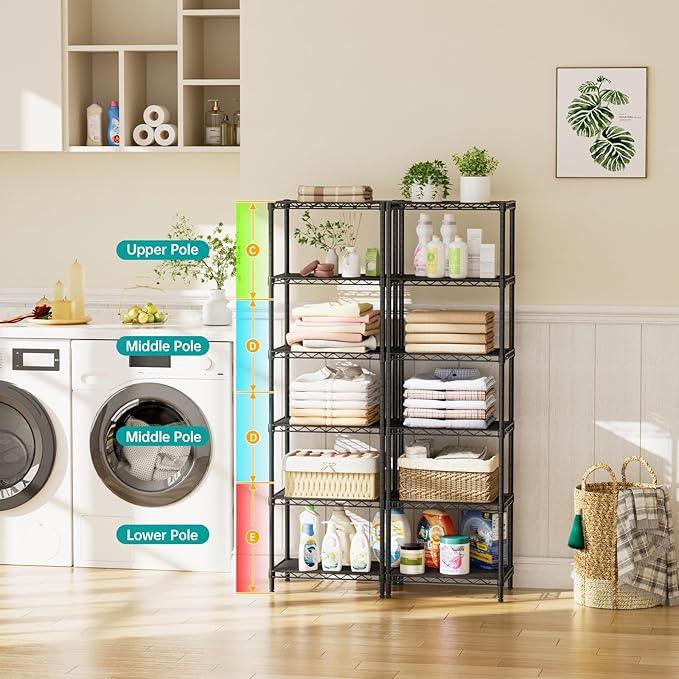 SINGAYE Shelf Closet Wire Shelving：Adjustable Metal Unit for Laundry Room Organization Bathroom Kitchen Home Storage Small Pantry Rack Shelves - ModernBath