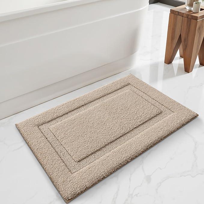 LUMI Ultra Soft Bathroom Rugs Non Slip with Rubber Backing, Absorbent Washable Bath Mat Quick Dry, Upgraded Premium Microfiber Plush Carpet for Bathtub and Shower Floor, Beige, 17x30 - ModernBath