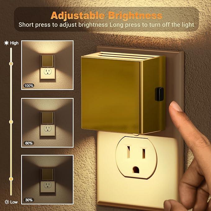 JandCase Night Light,Automatic Night Lights Plug into Wall,Dusk to Dawn,2 Pack Soft White 3000K Brightness Adjustable Nightlight for Kids Bedroom Bathroom Hallway Kitchen - ModernBath