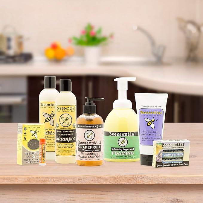 Beessential All Natural Foaming Hand Soap, Peppermint Essential Oils, Made with Moisturizing Aloe & Honey - Made in the USA, 16 oz - ModernBath
