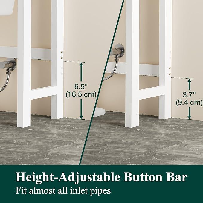 Smiry Over The Toilet Storage Cabinet, 4-Tier Bamboo Bathroom Organizers with Adjustable Shelf & 4 Hooks, Space Saving Shelf Rack for Bathrooms, Laundry Room, Balcony, White - ModernBath