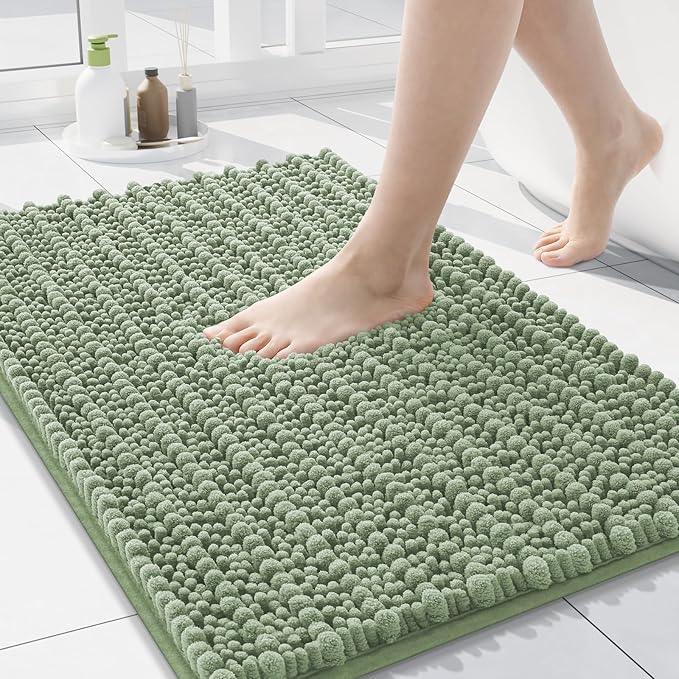 Arotive Luxury Chenille Bathroom Rug Mat, Extra Soft Thick Absorbent Shaggy Bath Rugs, Non-Slip Machine Wash Dry, Plush Bath Mats for Bathroom, Shower and Tub, 24x16, Sage Green - ModernBath