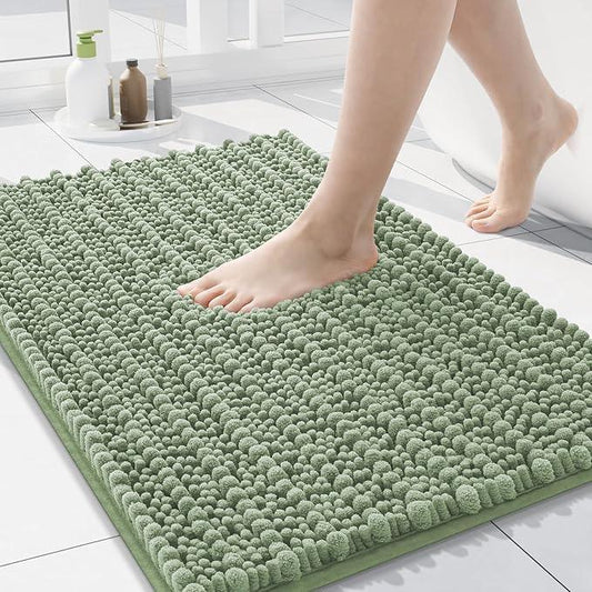 Arotive Luxury Chenille Bathroom Rug Mat, Extra Soft Thick Absorbent Shaggy Bath Rugs, Non-Slip Machine Wash Dry, Plush Bath Mats for Bathroom, Shower and Tub, 24x16, Sage Green - ModernBath
