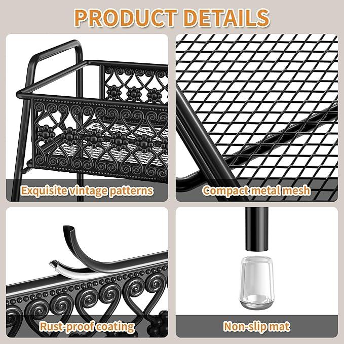 SILUB Vintage 3 Tier Spice Rack Organizer for Kitchen Counter, Bathroom Counter Organizer, 3 Tier Bathroom Counter Organizer for Spices Makeup Perfumes, Retro Countertop Organizer - ModernBath