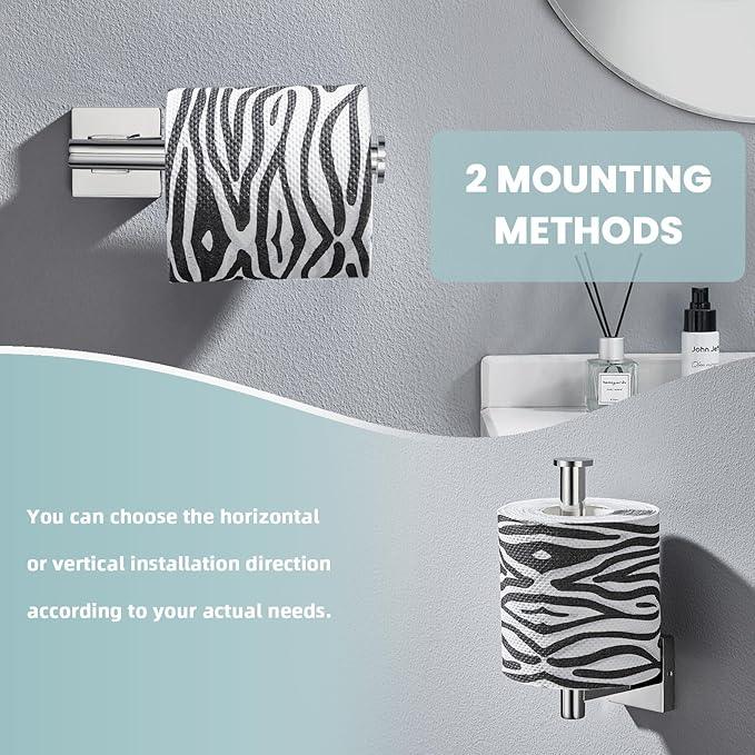 Suyar Bathroom Accessories Set Polished Chrome, SUS 304 Stainless Steel Bathroom Hardware Set 4 Pieces, Include Robe Hook, Toilet Paper Holder, Hand Towel Holder, Towel Bar, Wall Mounted - ModernBath