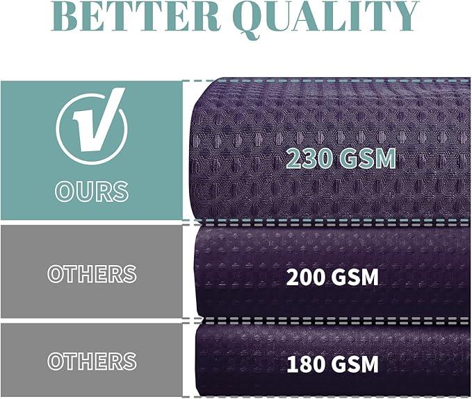 eachope Purple No Hook Waffle Weave Shower Curtain with snap-in Liner Replacement, 230GSM Waterproof Fabric Hotel Shower Curtain Set for Bathroom, Through Mesh Top Window,54Wx80H - ModernBath