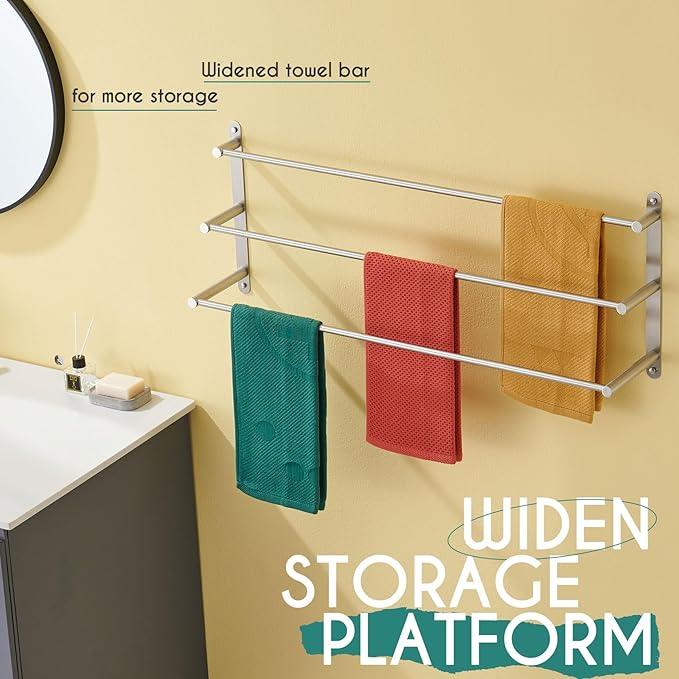 KOKOSIRI Bath Towel Bars 32'' Bathroom 3-Tiers Ladder Towel Rack Wall Mount Towels Shelves Stainless Steel, Brushed Nickel, B5002BR-L32 - ModernBath