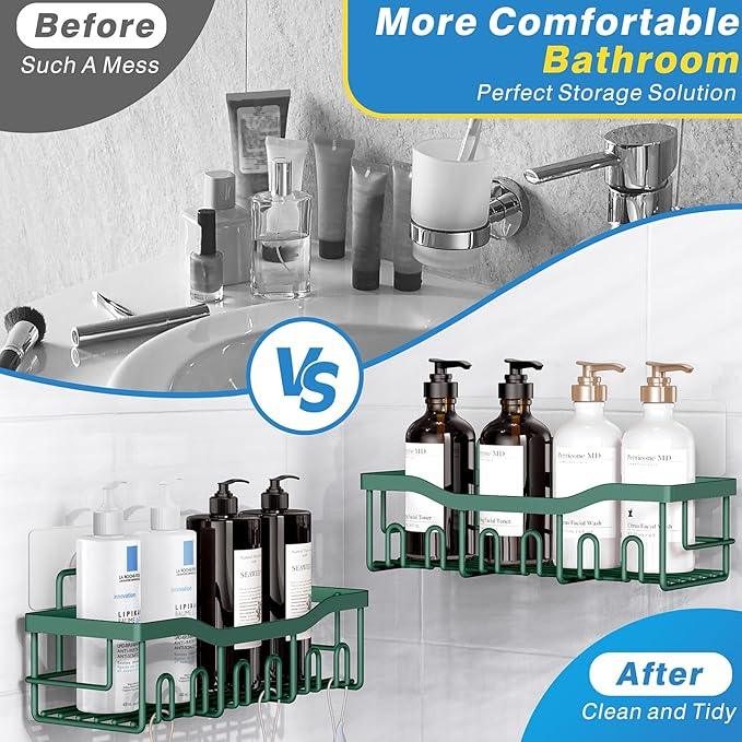EUDELE Shower Caddy 2 Pack, Adhesive Shower Organizer for Home Decor & Kitchen Storage, No Drilling, Rustproof Stainless Steel Bathroom Shelf Organizer - ModernBath