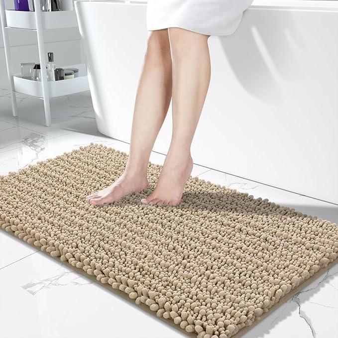 Yimobra Bathroom Runner Rug 55x24 Inch - Extra Long Non Slip Chenille Bath Mat, Soft & Absorbent, Machine Washable Shaggy Hallway Carpet for Vanity Tub Shower, Camel Home Decor Accessories - ModernBath