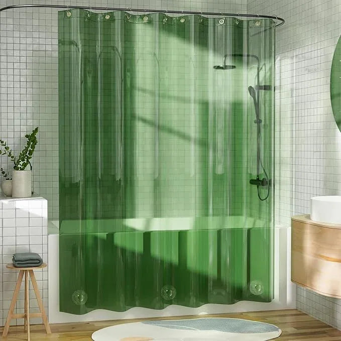 AmazerBath Long Shower Curtain Liner, 100% EVA Soft Clear Green Heavy Duty 78 inch Shower Curtain and Liner 2-in-1, 72x78 Plastic Bathroom Shower Curtain, 12 Rustproof Grommets & 3 Weighted Stones - ModernBath