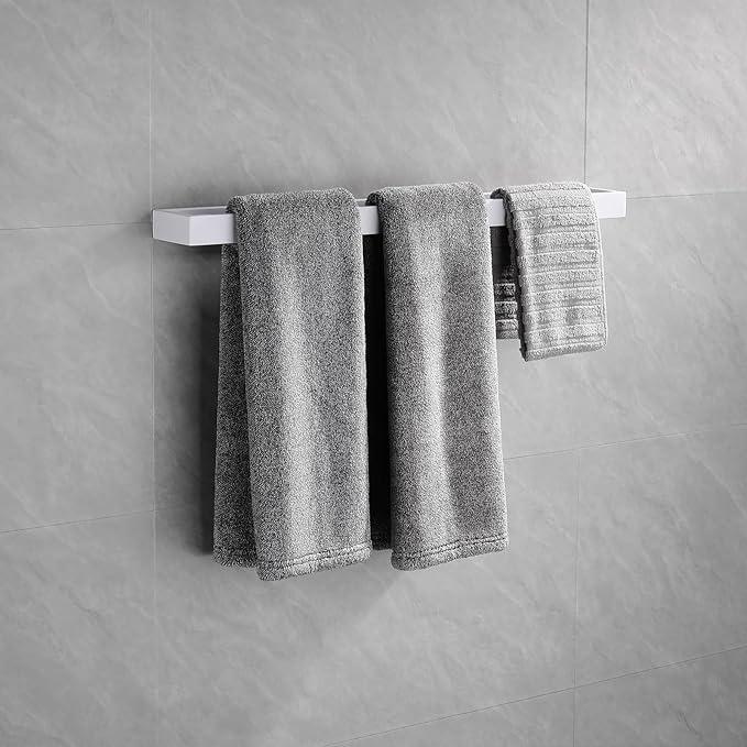 GERZWY 2 Piece Bathroom Hardware Set - Towel Ring and Towel Bar Stainless Steel Wall Mounted, White - ModernBath