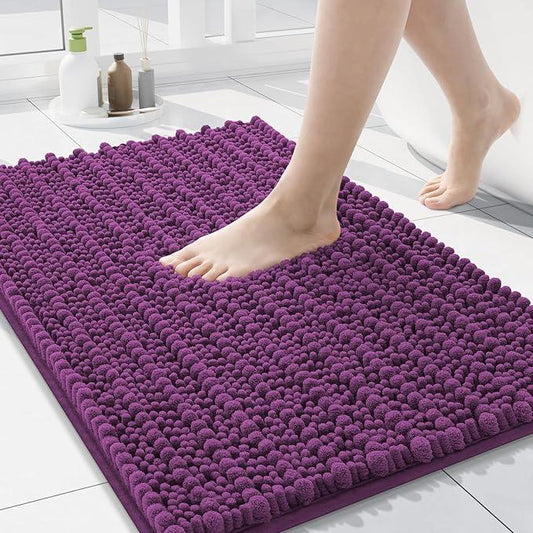 Arotive Luxury Chenille Bathroom Rug Mat, Extra Soft Thick Absorbent Shaggy Bath Rugs, Non-Slip Machine Wash Dry, Plush Bath Mats for Bathroom, Shower and Tub, 24x16, Purple - ModernBath