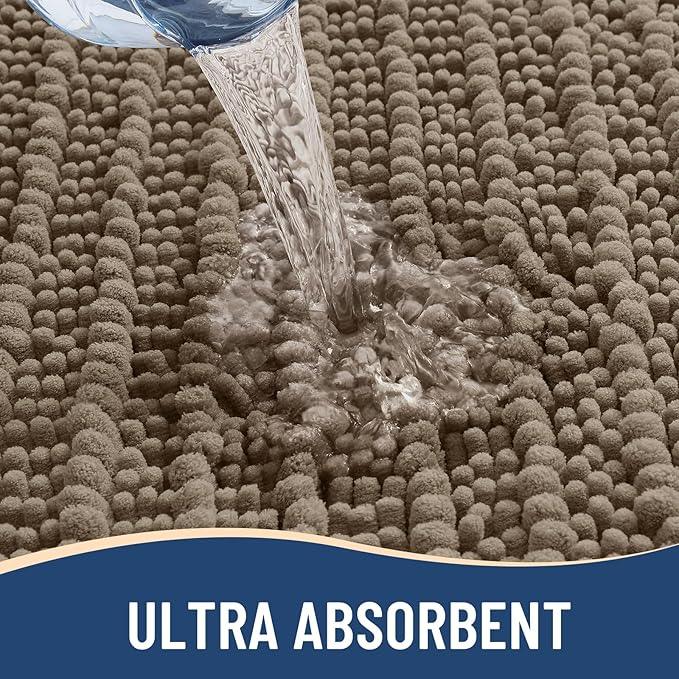 Arotive Luxury Round Chenille Bathroom Rug Mat, Extra Soft Thick Absorbent Shaggy Bath Rugs, Non-Slip Machine Wash Dry Plush Bath Mats for Bathroom, Shower and Tub, 24x24, Camel - ModernBath