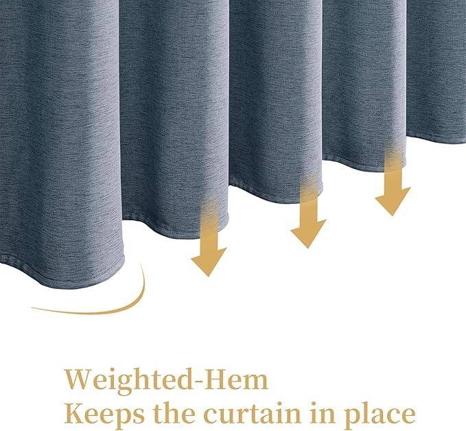 FY&XZH 3-in-1 Fabric Shower Curtain Set,Double Waterproof Linen-Texture Shower Curtain with PEVA Liner That Fully Prevents Splashes,Soft Shower Curtains with 12 Anti-Fall Hooks,72"x72" (Dark Blue) - ModernBath