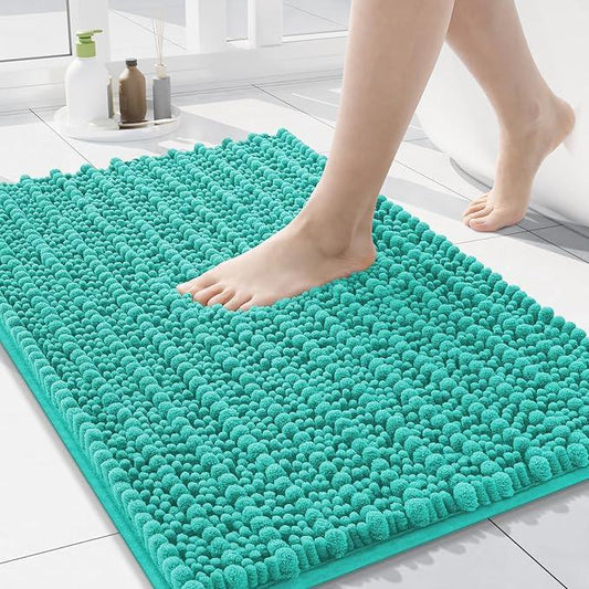 Arotive Luxury Chenille Bathroom Rug Mat, Extra Soft Thick Absorbent Shaggy Bath Rugs, Non-Slip Machine Wash Dry, Plush Bath Mats for Bathroom, Shower and Tub, 24x16, Teal - ModernBath
