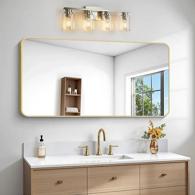 Gold Bathroom Mirror,24x48 inch Wall Mirror for Bathroom Wall Mounted,Round Rectangle Mirror for Bathroom Over Sink,Modern Frame for Home Decor Living Room,Bedroom Entryway,Horizontal/Vertical - ModernBath