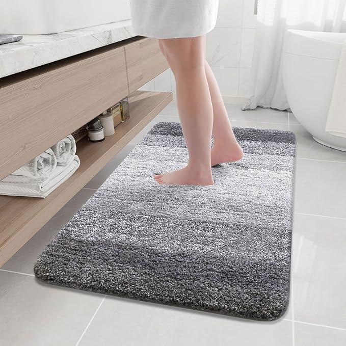 Arotive Microfiber Bathroom Rugs, Shaggy Soft and Absorbent Bath Rug, Non-Slip, Thick Plush Machine Washable Dry Bath Mats for Bathroom, Tub and Shower, 40x32, Grey, Rectangular - ModernBath