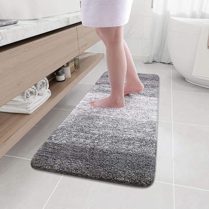 Arotive Microfiber Bathroom Rugs, Shaggy Soft and Absorbent Bath Rug, Non-Slip, Thick Plush Machine Washable Dry Bath Mats for Bathroom, Tub and Shower, 47x17, Grey, Rectangular - ModernBath