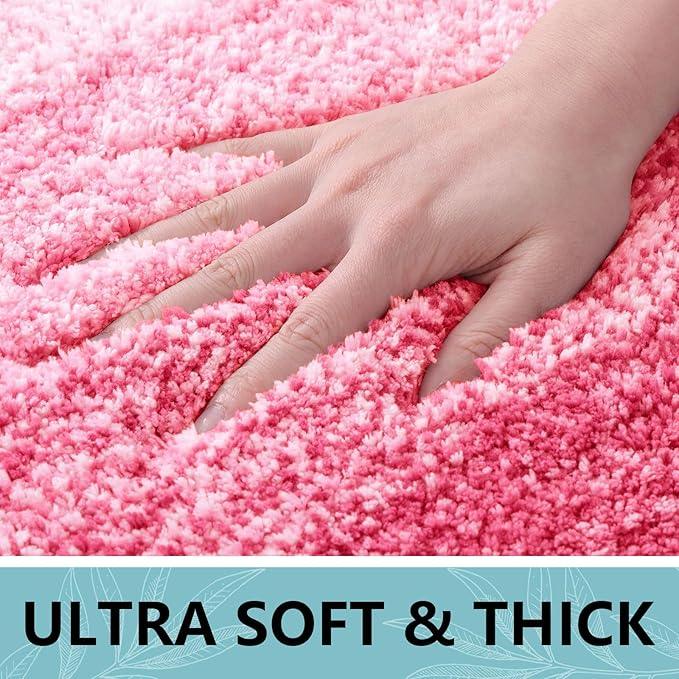Arotive Microfiber Bathroom Rugs, Shaggy Soft and Absorbent Bath Rug, Non-Slip, Thick Plush Machine Washable Dry Bath Mats for Bathroom, Tub and Shower, 47x20, Pink, Rectangular - ModernBath