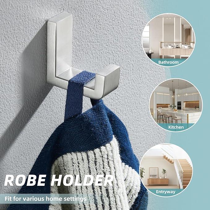 APLusee Brushed Nickel Towel Hook for Bathroom, 304 Stainless Steel Heavy Duty Bathroom Wall Hook, Wall Mounted - ModernBath