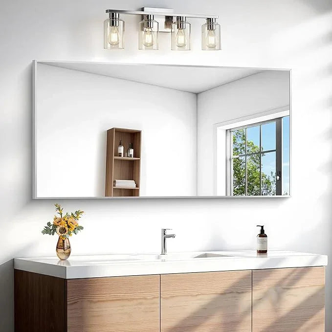 BONEWEI Silver Bathroom Mirror,24x48 inch Wall Mirror for Bathroom Wall Mounted,Large Rectangle Mirror for Bathroom Over Sink,Modern Metal Frame for Living Room,Bedroom Entryway,Horizontal/Vertical - ModernBath