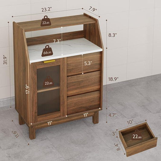 Bathroom Storage Cabinet, Small Storage Cabinets with Doors and Shelves, Coffee Bar Cabinet Buffet Sideboard Cabinet for Dining Room, Living Room, Entryway, Walnut - ModernBath