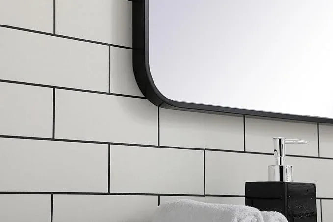 ARS Concepts Aura, Soft Corner Metal Rectangular Mirror 22X40 Inch in, Modern, Black - ModernBath