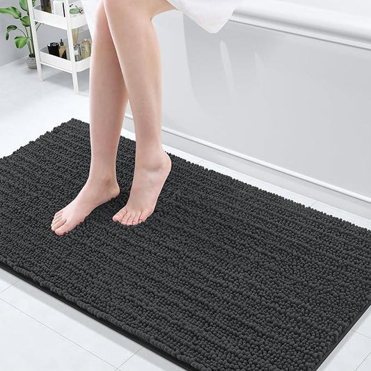 Arotive Luxury Chenille Bathroom Rug Mat, Extra Soft Thick Absorbent Shaggy Bath Rugs, Non-Slip Machine Wash Dry, Plush Bath Mats for Bathroom, Shower and Tub, 60x24, Dark Grey - ModernBath