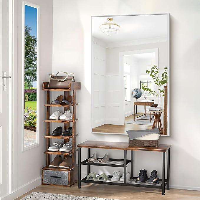 COFENY 40x60inch Silver Bathroom Mirror, Silver Rectangle Mirror with Frame, Large Rectangular Wall Mirrors for Bathroom, Living Room, Hair Salon, Big Farmhouse Mirror Hang Horizontal/Vertical - ModernBath