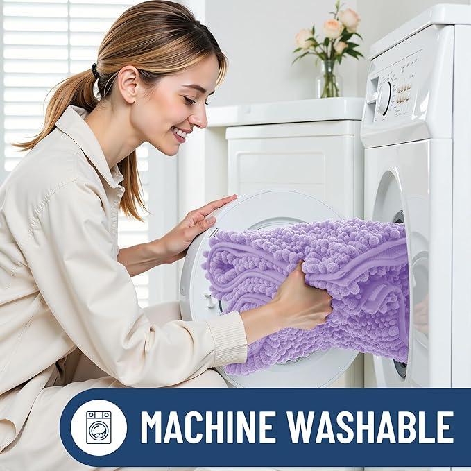 Smiry Bathroom Rugs Mat 24x16, Extra Soft Absorbent Chenille Bath Rugs, Non Slip Rubber Backing Machine Washable Quick Dry Bath Mats for Bathroom Floor, Tub, Shower, Home Decor Accessories, Purple - ModernBath