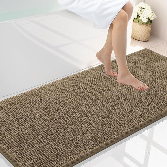 Smiry Luxury Chenille Bathroom Rugs 59x24, Extra Soft and Absorbent Shaggy Bath Mat, Machine Washable, Non-Slip Plush Carpet Runner for Tub, Shower, and Floor, Home Decor Accessories, Camel - ModernBath