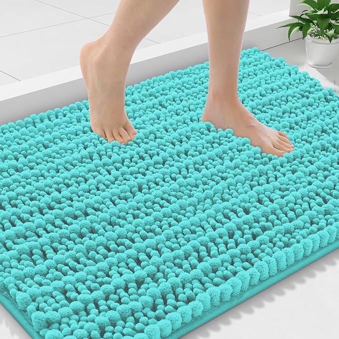 Smiry Bathroom Rugs Mat 36x24, Extra Soft Absorbent Chenille Bath Rugs, Non Slip Rubber Backing Machine Washable Quick Dry Bath Mats for Bathroom Floor, Tub, Shower, Home Decor Accessories, Turquoise - ModernBath