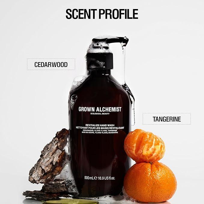 Grown Alchemist Revitalize Hand Wash + Refill Set – Natural Liquid Hand Soap with Ylang Ylang, Tangerine & Cedarwood – Gentle, Hydrating Kitchen & Bathroom Soap, Botanical Cleanser for Sensitive Skin - ModernBath