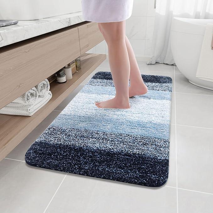 Arotive Microfiber Bathroom Rugs, Shaggy Soft and Absorbent Bath Rug, Non-Slip, Thick Plush Machine Washable Dry Bath Mats for Bathroom, Tub and Shower, 44x24, Dark Blue, Rectangular - ModernBath