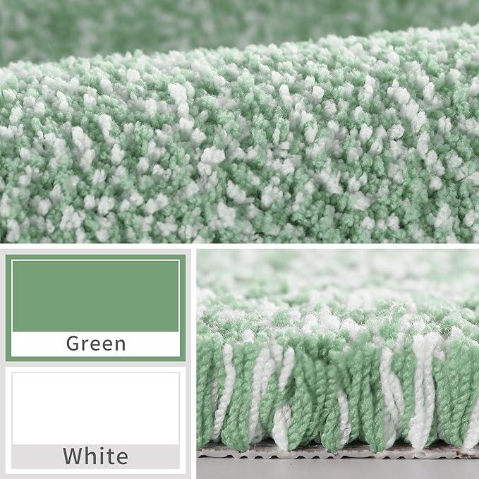 Yimobra Bathroom Rugs Non Slip Washable,Soft Absorbent Microfiber Bath Mat, Dual-Tone Decor Rug with Rubber Backing for Bathroom Floor,Tub and Shower,32x20, Home Essentials,Green and White - ModernBath